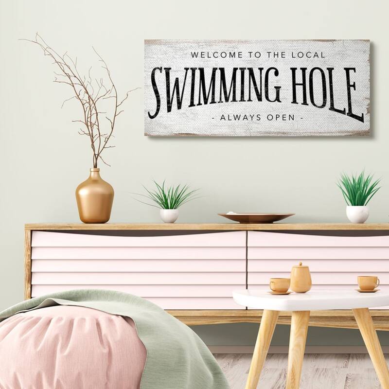 Stupell Rustic Summer Local Swimming Hole Sign Canvas Wall Art
