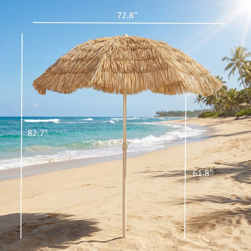 Outsunny 6FT Tiki Umbrella, Outdoor Hawaiian Style Patio Umbrella with 8 Ribs, Carry Bag, Outdoor Tiki Bar