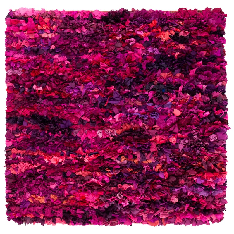SAFAVIEH Handmade Rio Shag Chihoko 3.5-inch Extra Thick Decorative Rug - 6' Square - Fuchsia/Multi