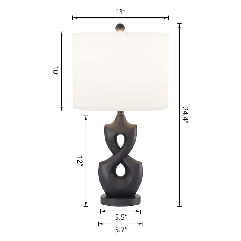 Maxax 24.5" Resin USB Bedside Table Lamp(set of 2)