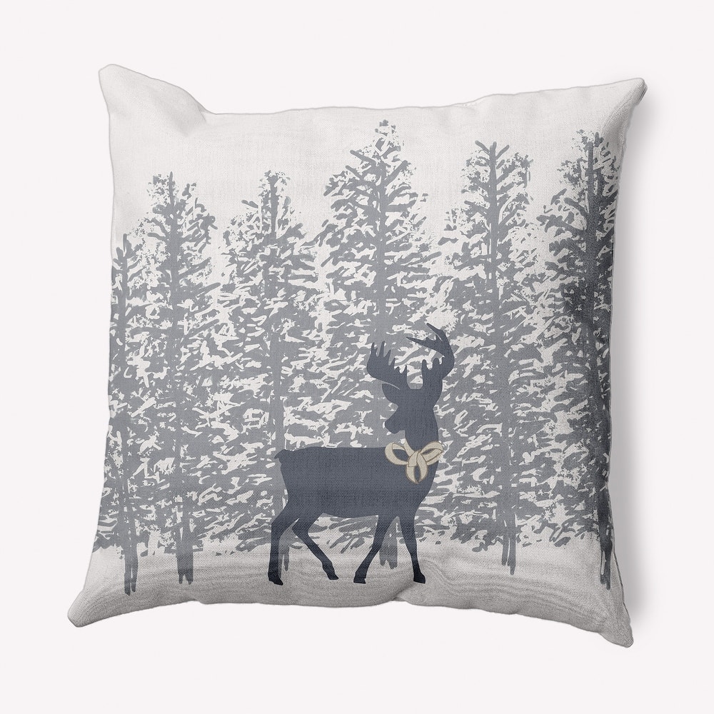 Reindeer Through the Woods Christmas Indoor/Outdoor Throw Pillow