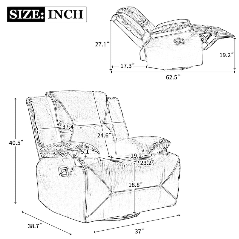360° Swivel and Rocking Home Theater Recliner