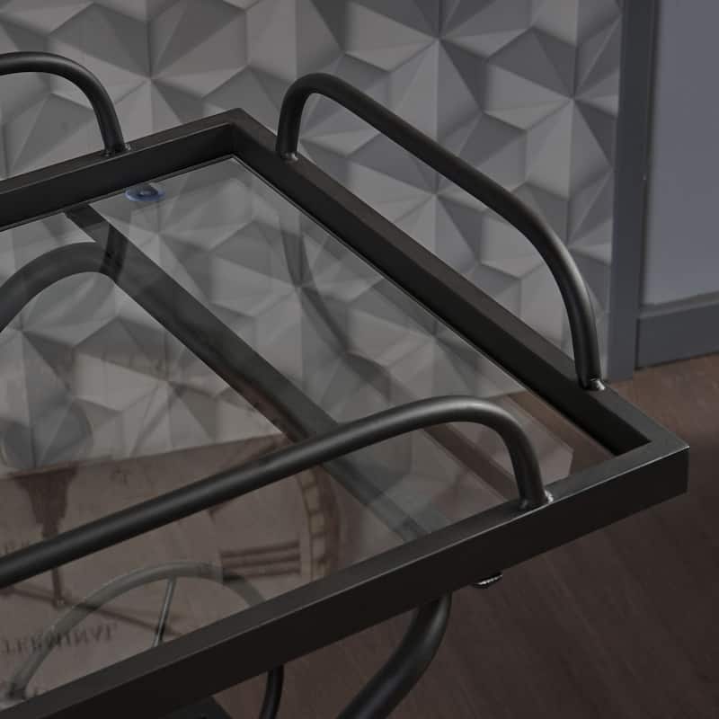 Perley Traditional Glass Bar Cart with Shelves by Christopher Knight Home - N/A