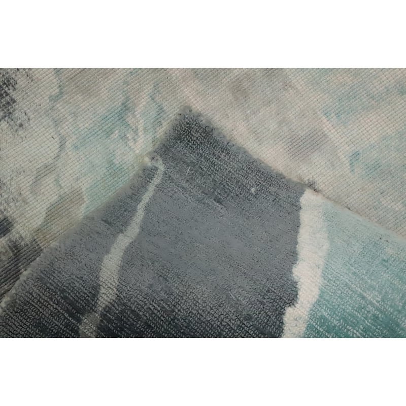 Hand Knotted Oriental Viscose Silk Carpet Modern Animal Pictorial Green Abstract Area Rug - 7' 10'' X 5' 6''