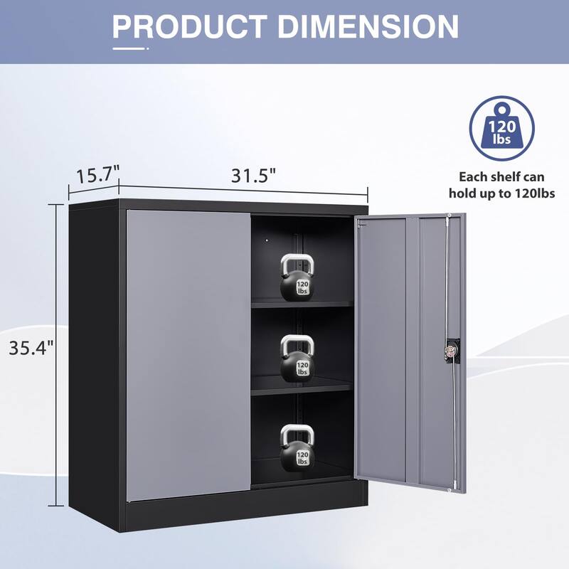 Metal Storage Cabinet with Locking Doors and Adjustbale Shelves for Garage, Home Office,School,Gym