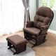 preview thumbnail 37 of 43, HOMCOM Nursery Glider Rocking Chair with Ottoman Cushion Seating Brown