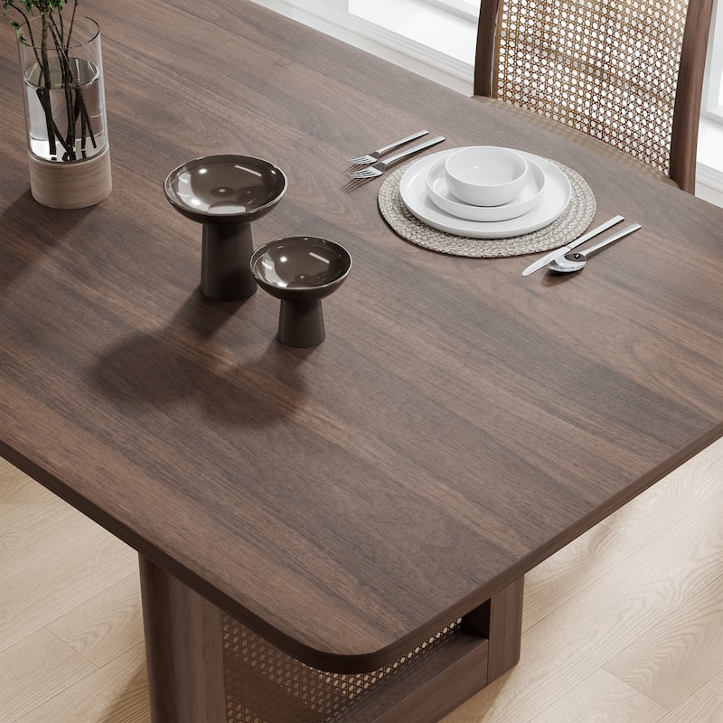 Wooakway Solid Wood 67'' Square Dining Table for 6 People Nordic style