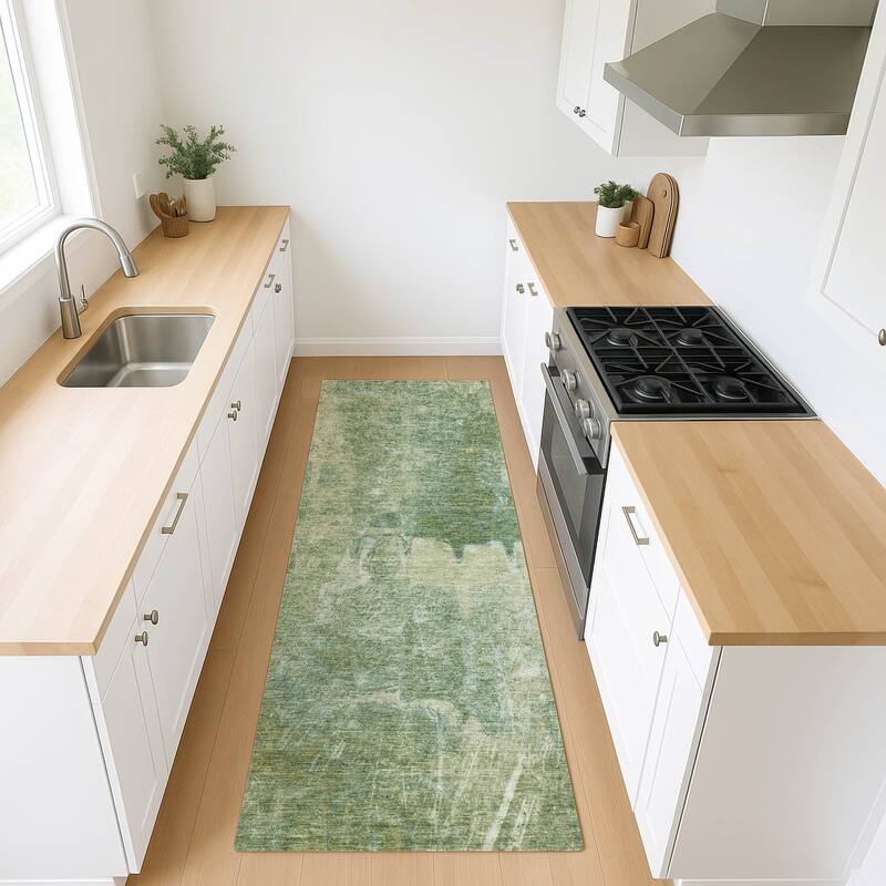 Machine Washable Indoor/ Outdoor Abstract Modern Chantille Rug