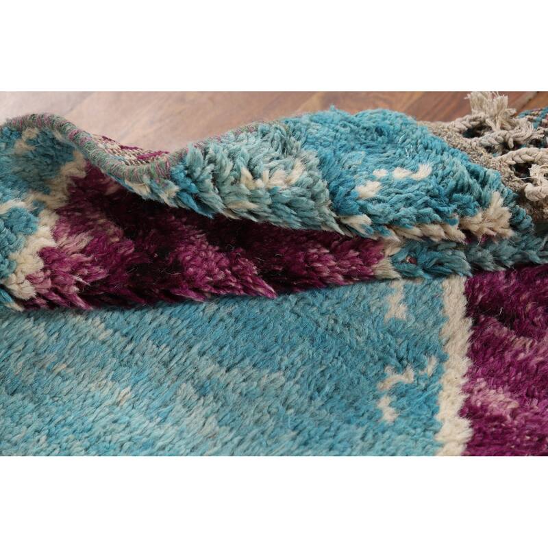 Geometric Moroccan Accent Rug Hand-Knotted Wool Carpet - 2'10" x 5'4"