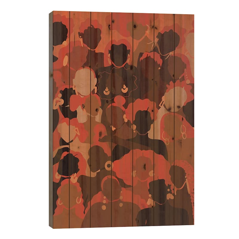 Fire Womxn Print On Wood by Reyna Noriega - Multi-Color - 40x26x1.5