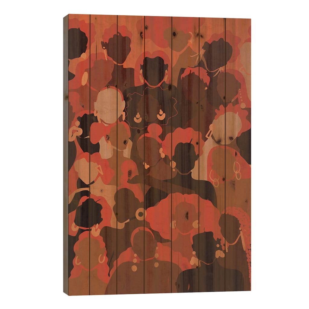Fire Womxn Print On Wood by Reyna Noriega - Multi-Color