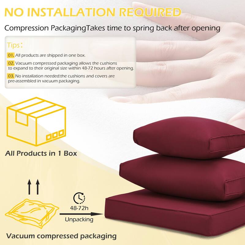 Outdoor Replacement Cushions for Patio Furniture, Waterproof & Non-Slip 4" Sofa Cushions, 6-Seat Conversation Sets, UV-Resistant