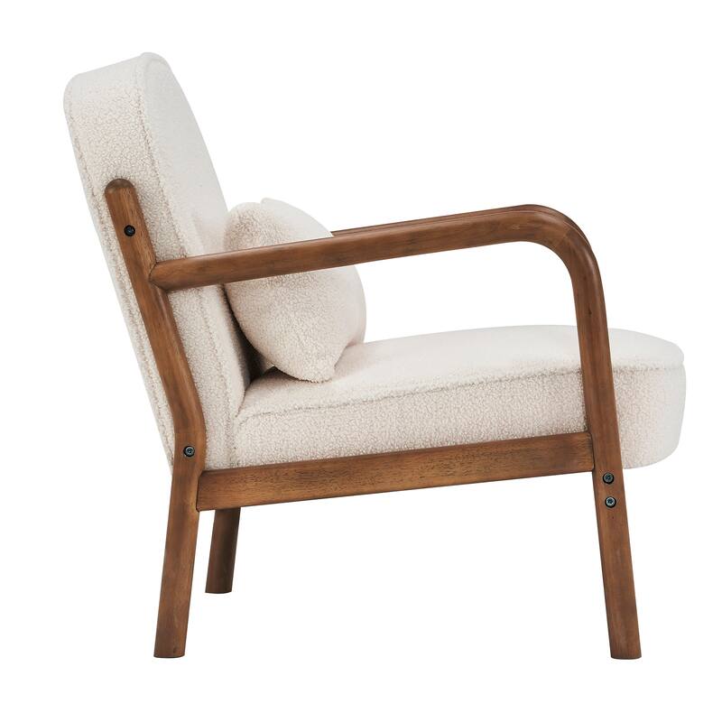 Mid-Century Modern Faux Leather & Solid Wood Accent Chair