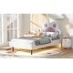 preview thumbnail 6 of 14, Twin Size Upholstered Platform Bed with Animal Paw Headboard and LED Lights