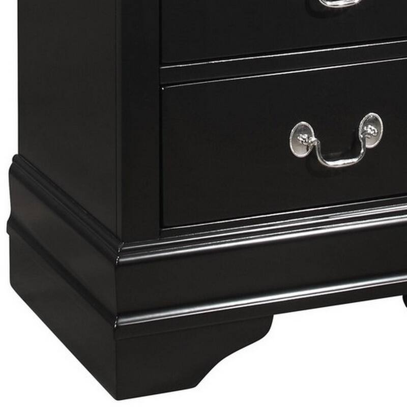 Black 2 Drawer 15.5 in. W Nightstand with Sturdy Drawer Pulls