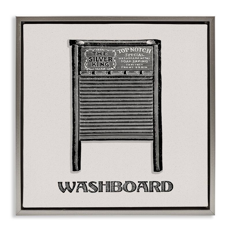 Stupell Timeless Antique Washboard Framed Floater Canvas Wall Art Design By Val Rhodes - 25 x 25 - Grey
