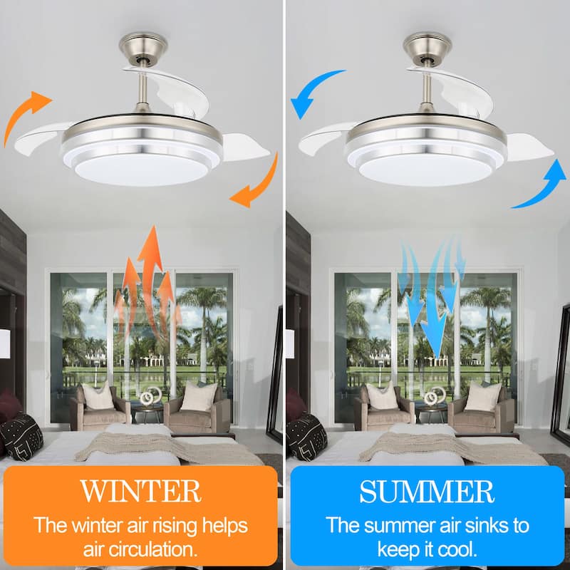 Cusp Barn 42-In Retractable Ceiling Fan with Light and Remote Control Modern 3-Blade Lighting Fixture