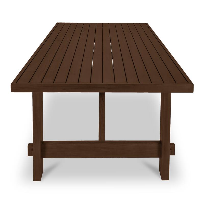 NADAAL STUDIOS Zirelle Outdoor Dining Table, Traditional Slatted Top, FSC Certified Solid Teak, Seats 8-10, Brown