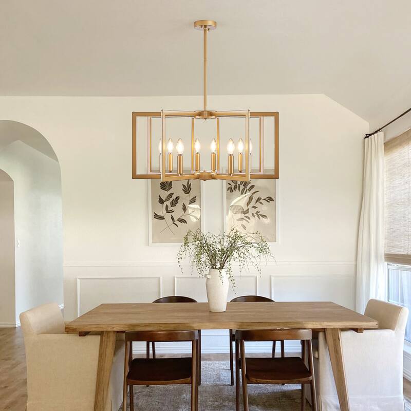 27" 8-Light Gold Geometric Chandelier - Industrial - Living Kitchen