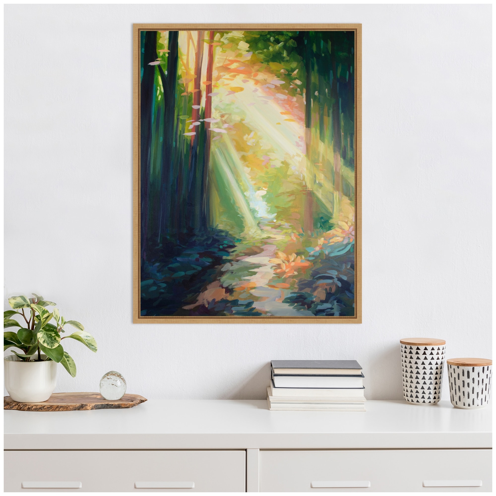 Kate and Laurel Sylvie Forest Sunshine Framed Canvas by Rachel Christopoulos