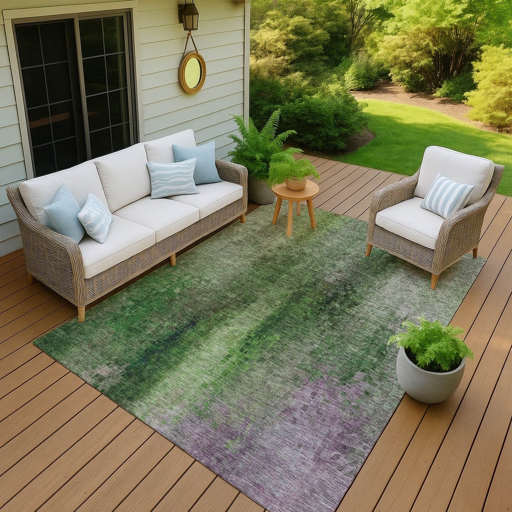 Machine Washable Indoor/ Outdoor Abstract Ombre Chantille Rug