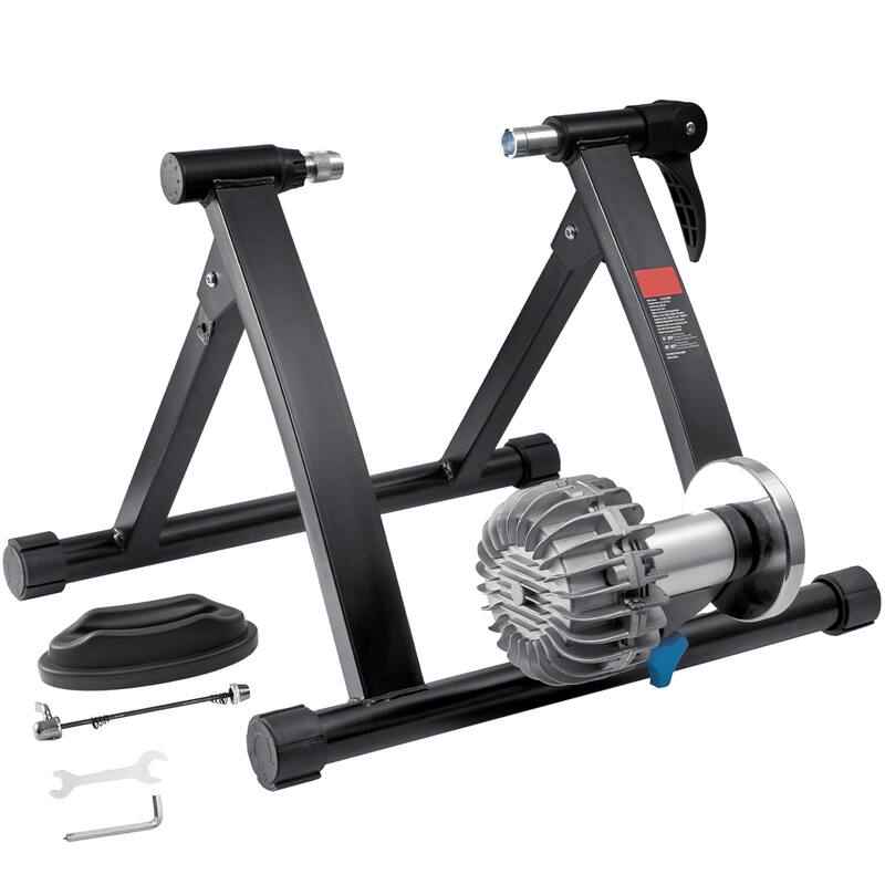 Bike Trainer Stand, Fluid Stationary Bike Stand for 26"-29" Wheels, Noise Reduction Fluid Flywheel, Portable Cycling Stand - Black