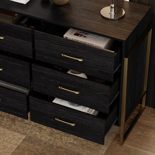 Versatile 9-Drawer Dresser - Sleek Black & Gold, Premium Quality Chest - On  Sale - Bed Bath & Beyond - 38924469