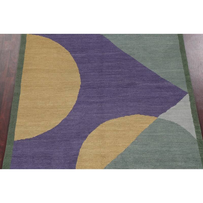 Vegetable Dye Abstract Nepalese Oriental Area Rug Handmade Wool Carpet - 6'2" x 9'3"