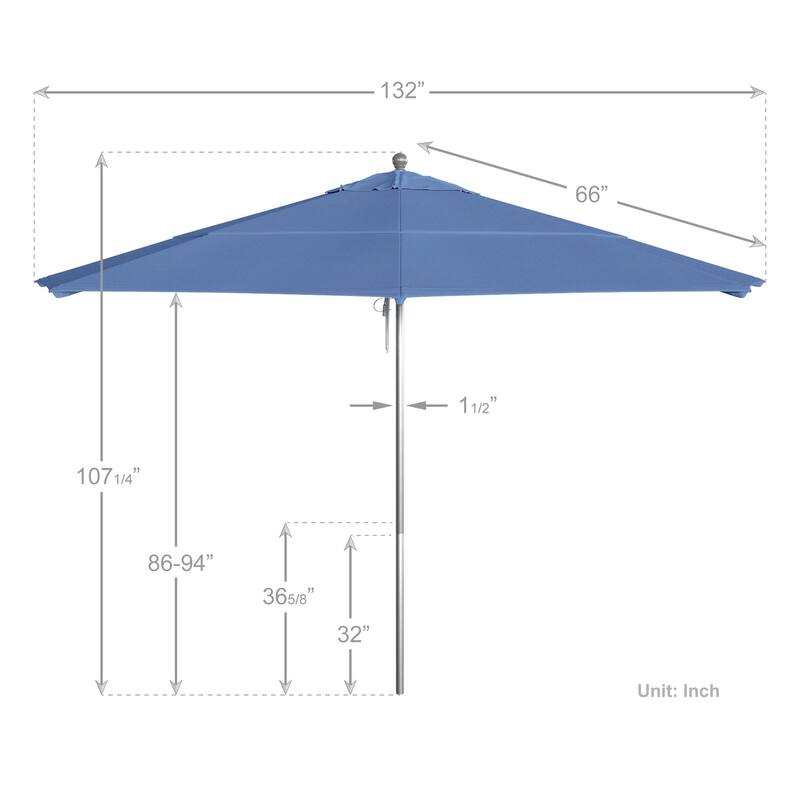 California Umbrella Anodized Silver Finish Aluminum 11-foot Round Outdoor Umbrella