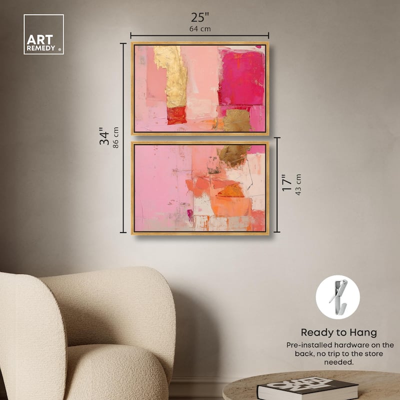 Petal Patchwork I Canvas Set of 2 by Art Remedy