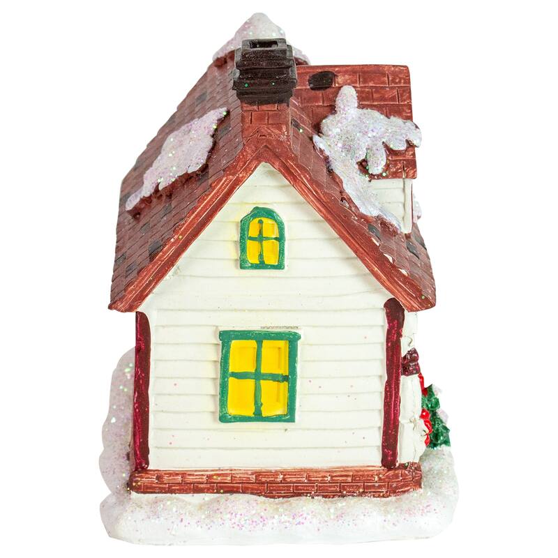 6.5" White LED Lighted Cottage House Christmas Village Decoration