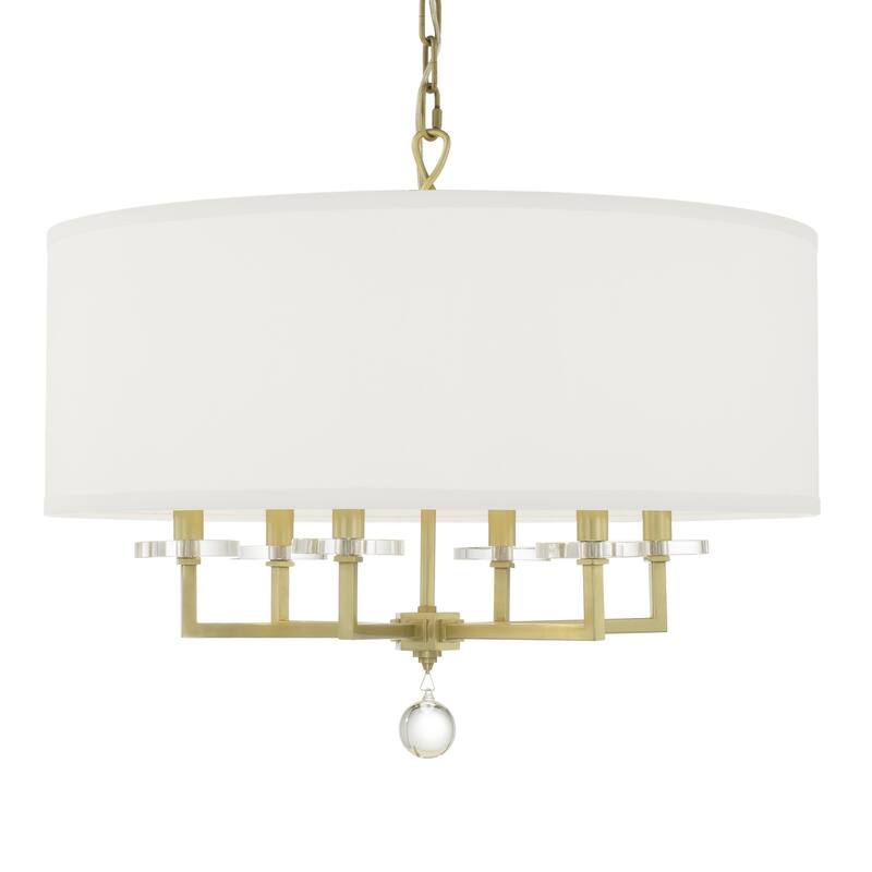 Paxton 6 Light Aged Brass Chandelier - 25.6'' W x 21'' H - 25.6'' W x 21'' H