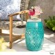 preview thumbnail 25 of 33, Ruby Outdoor 12-inch Lace Cut Iron Side Table by Christopher Knight Home Teal