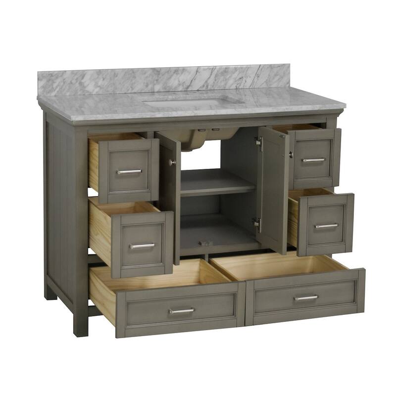 KitchenBathCollection Paige 48" Bathroom Vanity with Carrara Marble Top