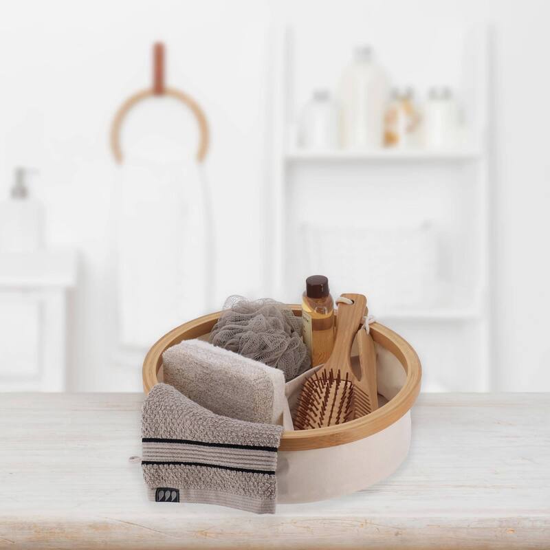 Round Foldable Storage Basket 3-Compartment Organizer - 12 L x 12 W x 4 H