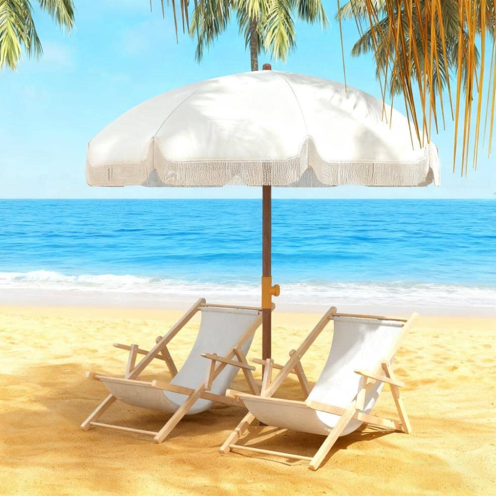 GDFStudio Outdoor Isolde Polyester Metal Beach Umbrella with UV Protection and Vented Canopy