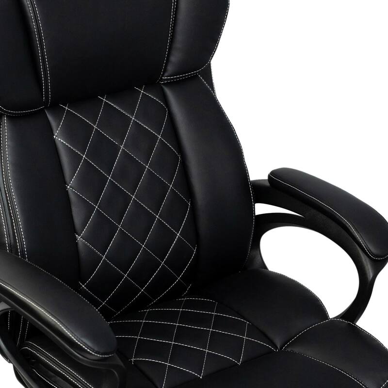 Techni Mobili Ergonomic Executive Office Chair High Back Faux Leather - Adjustable Height, Lumbar Support