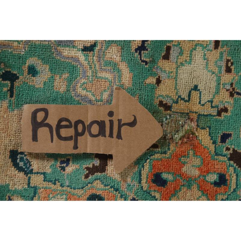 Hand Knotted Oriental 100% Wool Carpet Traditional Floral Coral Mashad Area Rug - 11' 3'' X 8' 11''