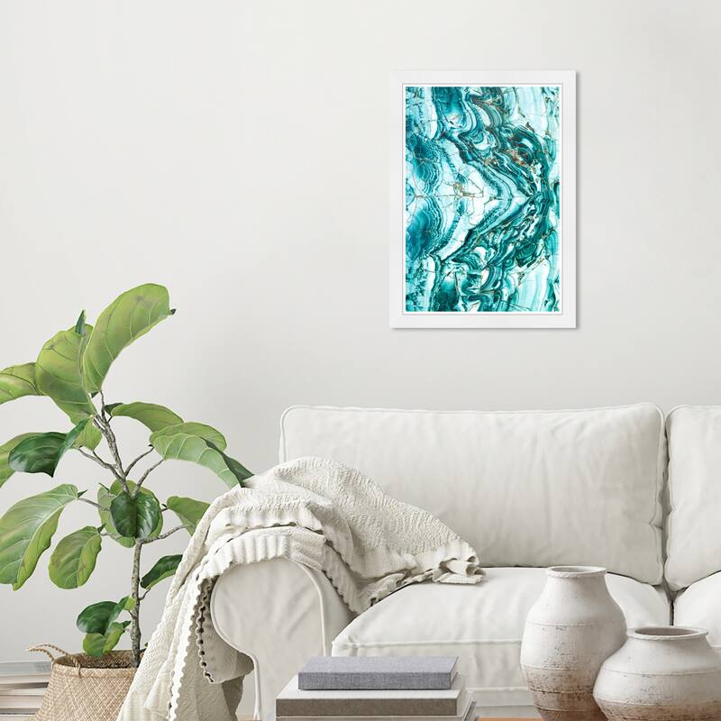 Wynwood Studio Prints Abstract Agate Stone I Blue and Modern & Contemporary Wall Art Canvas Print - White