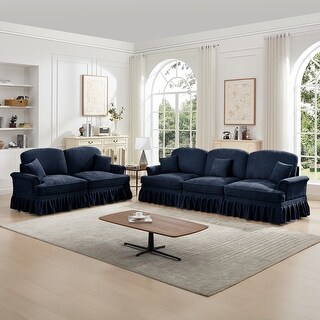 Classic 2 Piece Modular Couch Living Room Sofa Set with Flared Arms and ...