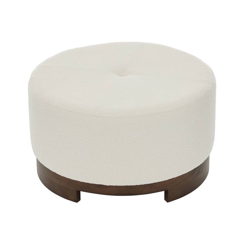 Christopher Knight Home - Monroe Modern Upholstered Ottoman/ Foot Stool with Wooden Base Round