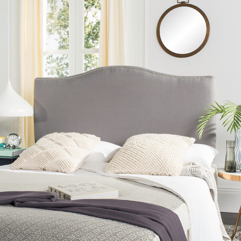 SAFAVIEH Jessi Arctic Grey Upholstered Camelback Headboard - Artic Grey - Queen