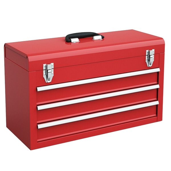 Portable Tool Chest Box Storage Cabinet Garage Mechanic Organizer 3 Drawers Red