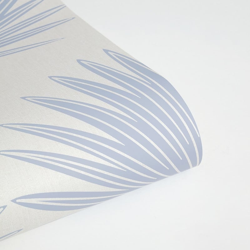 Tempaper Stamped Palm Peel and Stick Wallpaper Powder Blue/Off-White