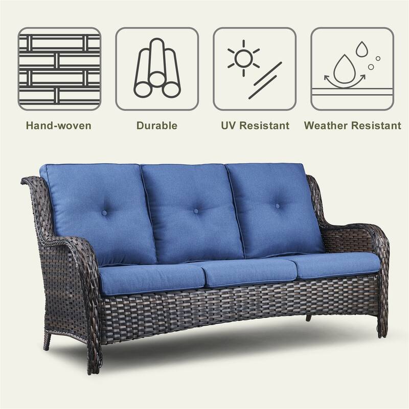 6 Pieces All Weather Wicker Sofa Patio Chair Set