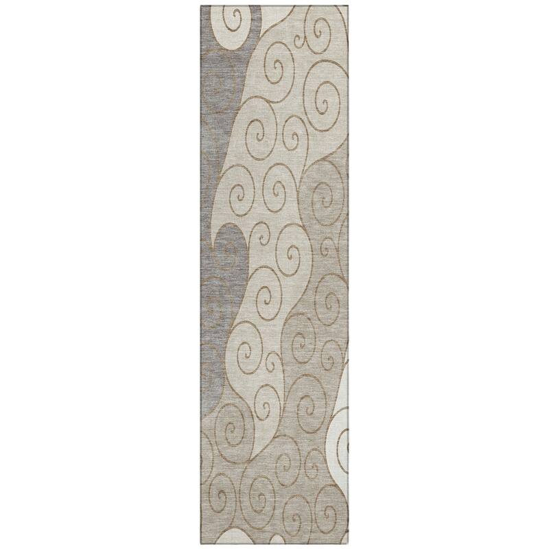 Machine Washable Indoor/ Outdoor Swirly Chantille Rug