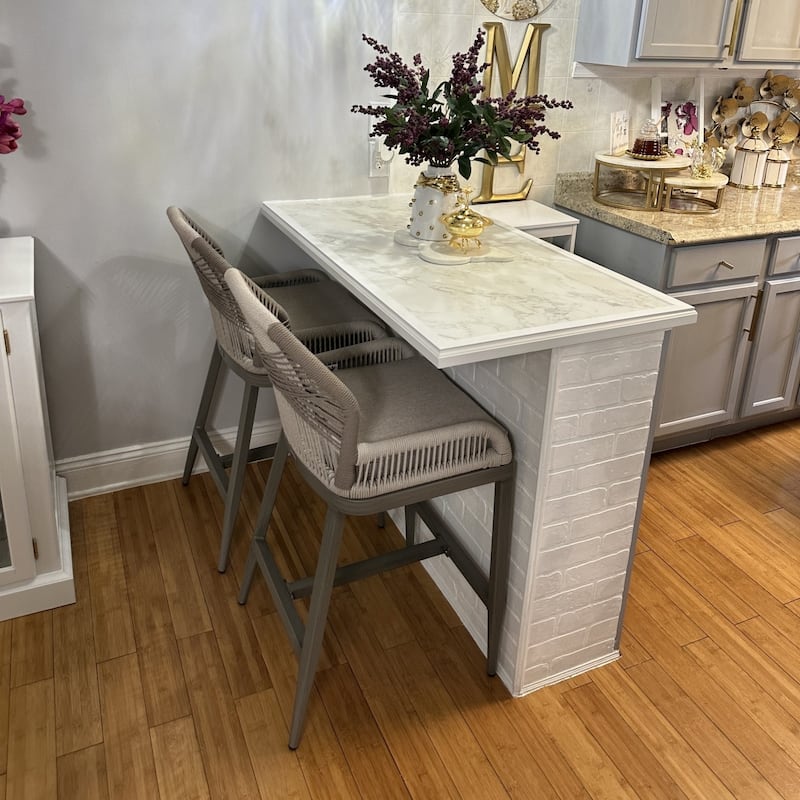 PURPLE LEAF 2 Set of Modern Bar Stool with Backrest and Arm,Upholstered Chair and Aluminum Legs