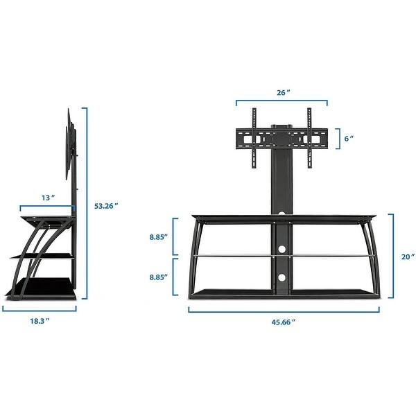 MountIt! TV Stand with Mount and Storage Shelves and Floor Speaker
