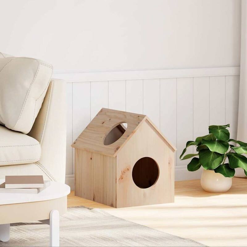 vidaXL Cat House Pine Solid Pine Wood Medium Durable Cat House Cubic - 19.7 x 16.1 x 19.7