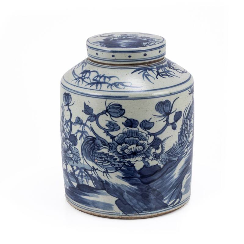 Dynasty Tea Jar Bird Floral Motif Small